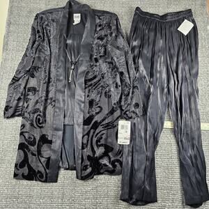 Vintage R&M Richard’s Karen Kwong Sz 18W 2 PC Black Velvet Jacket Gown Set 4842